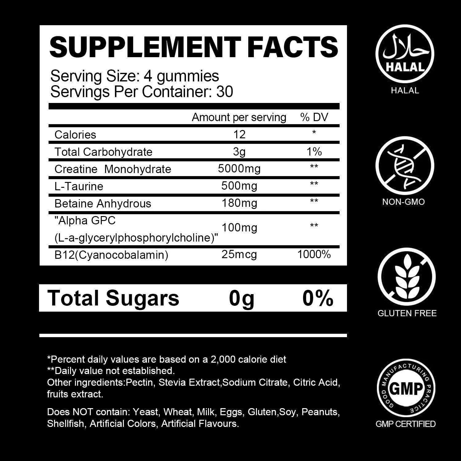 Creatine Monohydrate Gummies 5000mg High Potency