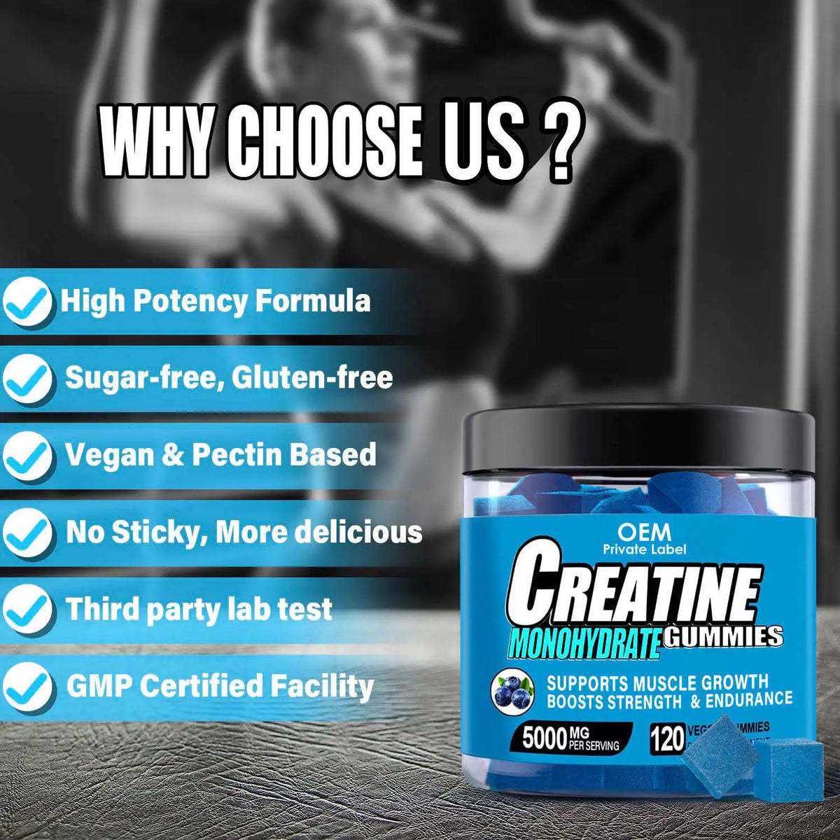 Creatine Monohydrate Gummies 5000mg High Potency